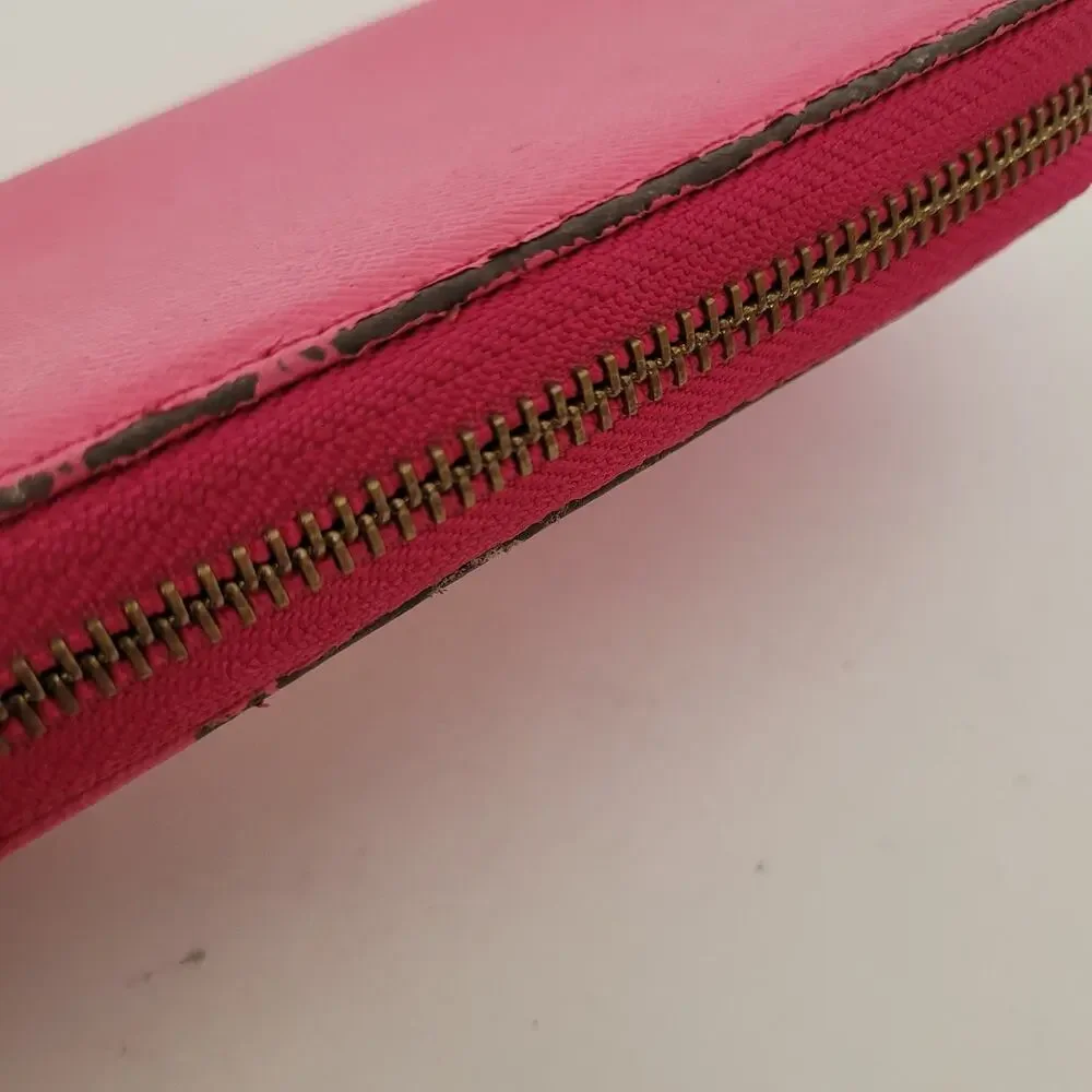 Tory Burch Solid Pink Saffiano Leather Zip Around Large Wallet Long Clutch Fair